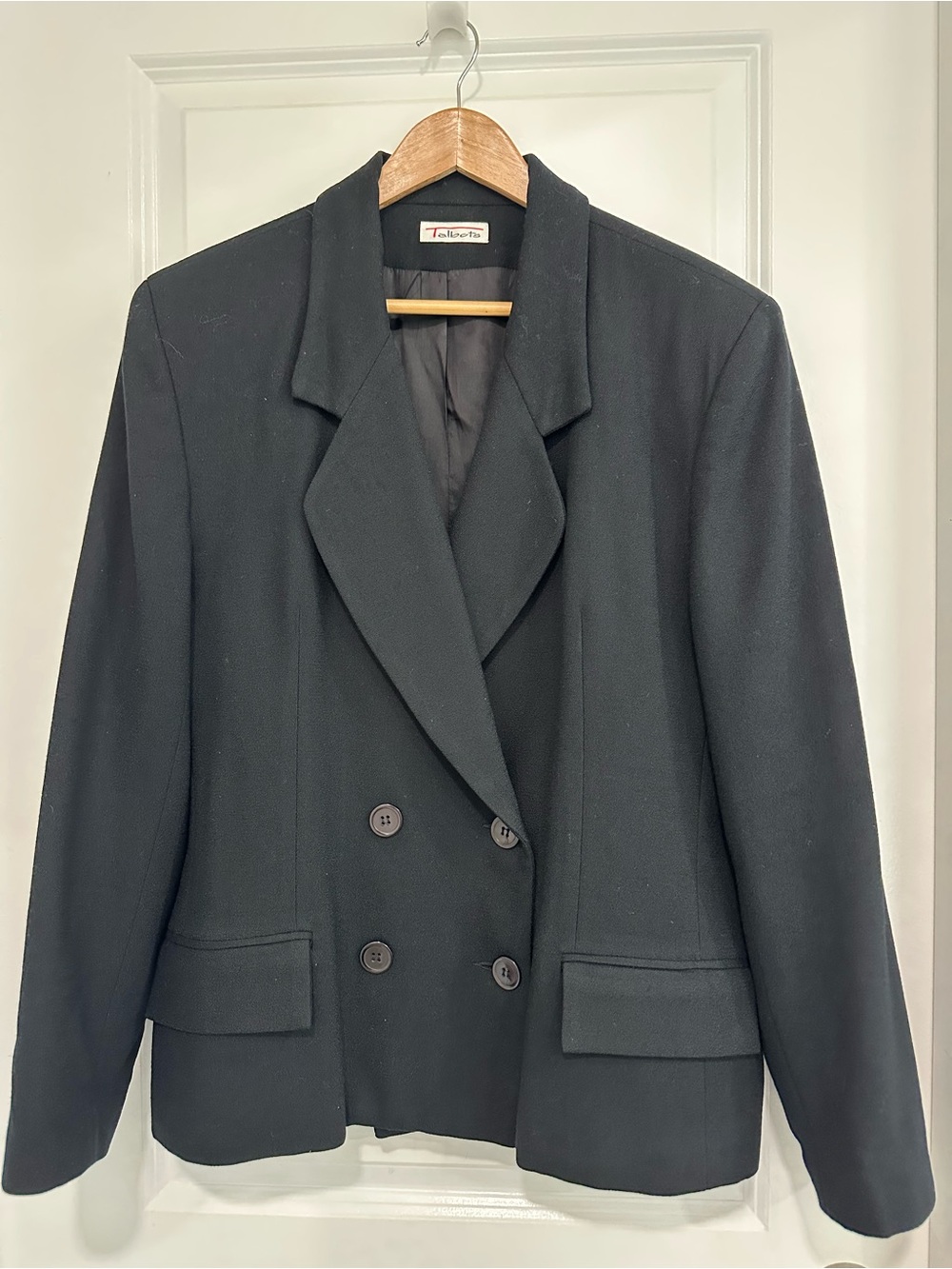 Talbots Women’s Black Double Breasted Blazer 100% Wool Made in USA Size 16